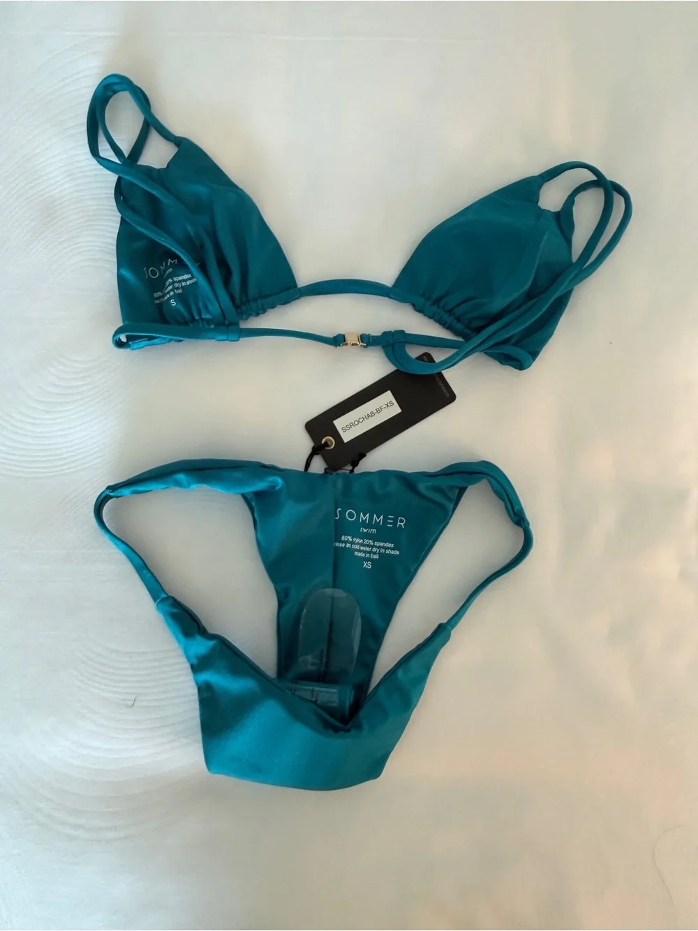 Teal Strappy Triangle Bikini Set - Women Swim Bikinis - Picture 7 of 8
